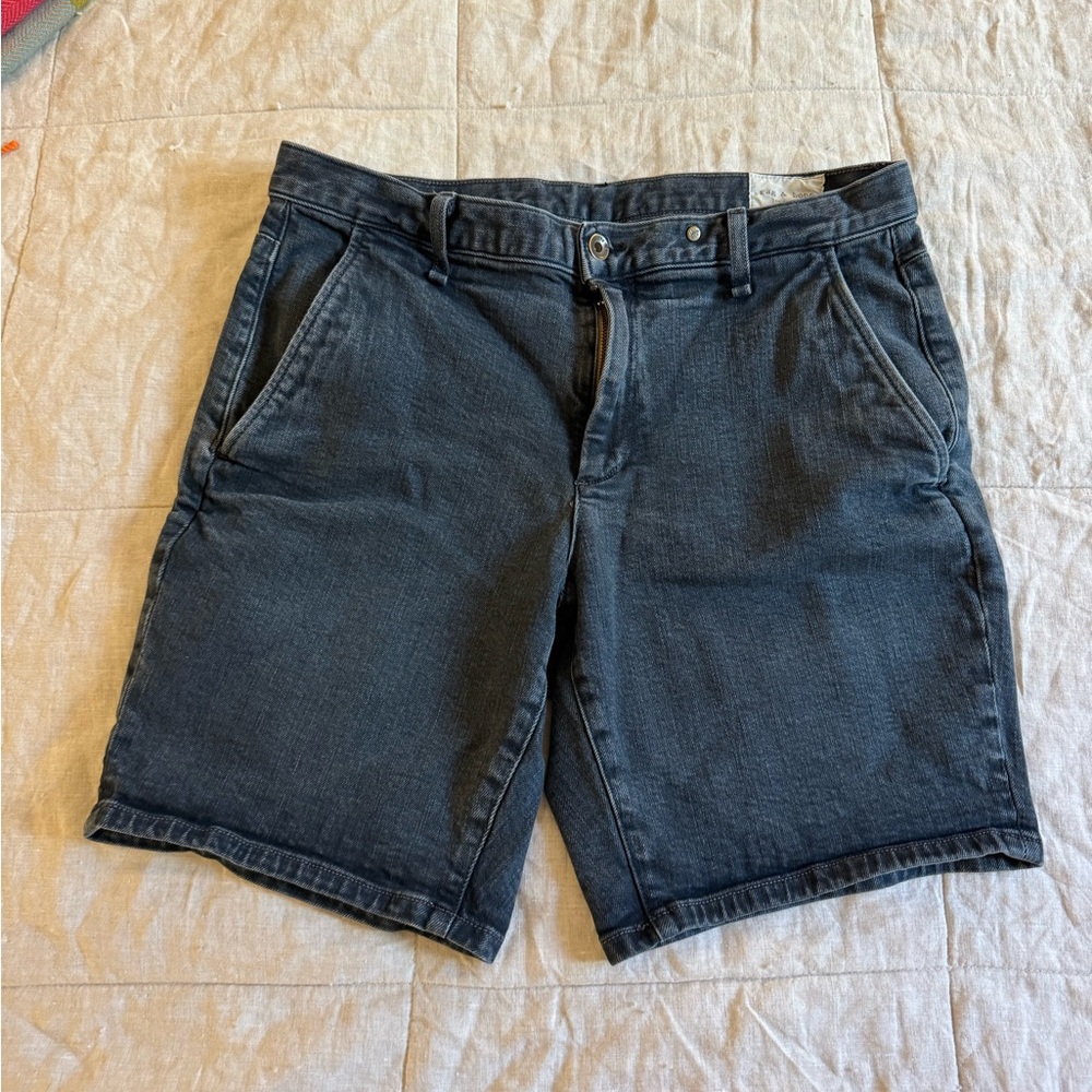 rag & bone Men's Black Flat Front Denim Shorts
